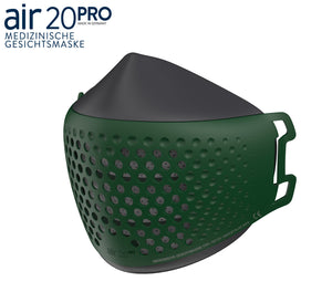 Medizinische Gesichtsmaske air20PRO dark/darkgreen (Anti-Brillenbeschlag)