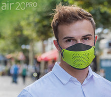 Lade das Bild in den Galerie-Viewer, Medizinische Gesichtsmaske air20PRO dark/neongreen (Anti-Brillenbeschlag)