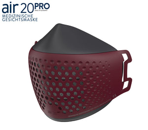 Medizinische Gesichtsmaske air20PRO dark/burgundy (Anti-Brillenbeschlag)