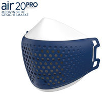 Lade das Bild in den Galerie-Viewer, Medizinische Gesichtsmaske air20PRO white/blue sea (Anti-Brillenbeschlag)
