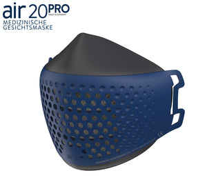 Medizinische Gesichtsmaske air20PRO dark/blue sea (Anti-Brillenbeschlag)